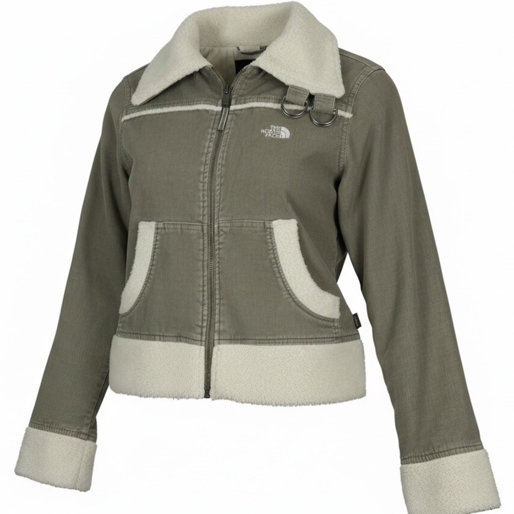 Vintage Y2K North Face Corduroy Sherpa‎ Jacket Womens Small Cropped Fleece Lined